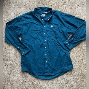 Cinch Men’s Size Large LS Button Down Shirt Western Cowboy Rodeo Casual Blue